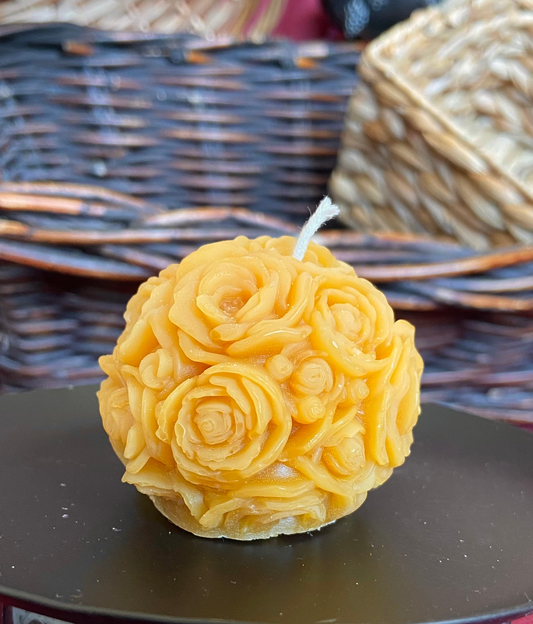 100% Pure Beeswax Rose Ball (10 hr burn time)