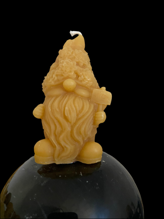 100% Pure Beeswax 
Gnome Pillar With Flower Hat (7 hr burn time)