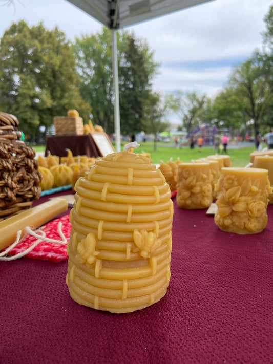 100% Beeswax Large Beehive Pillar Candle (45 hr burn time)