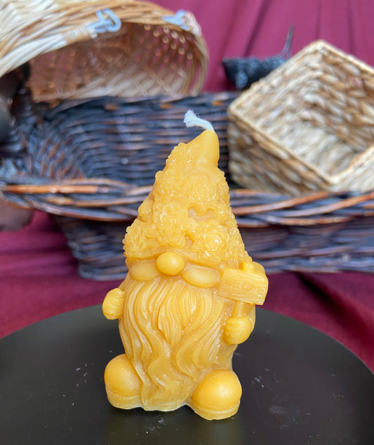 100% Pure Beeswax 
Gnome Pillar With Flower Hat (7 hr burn time)