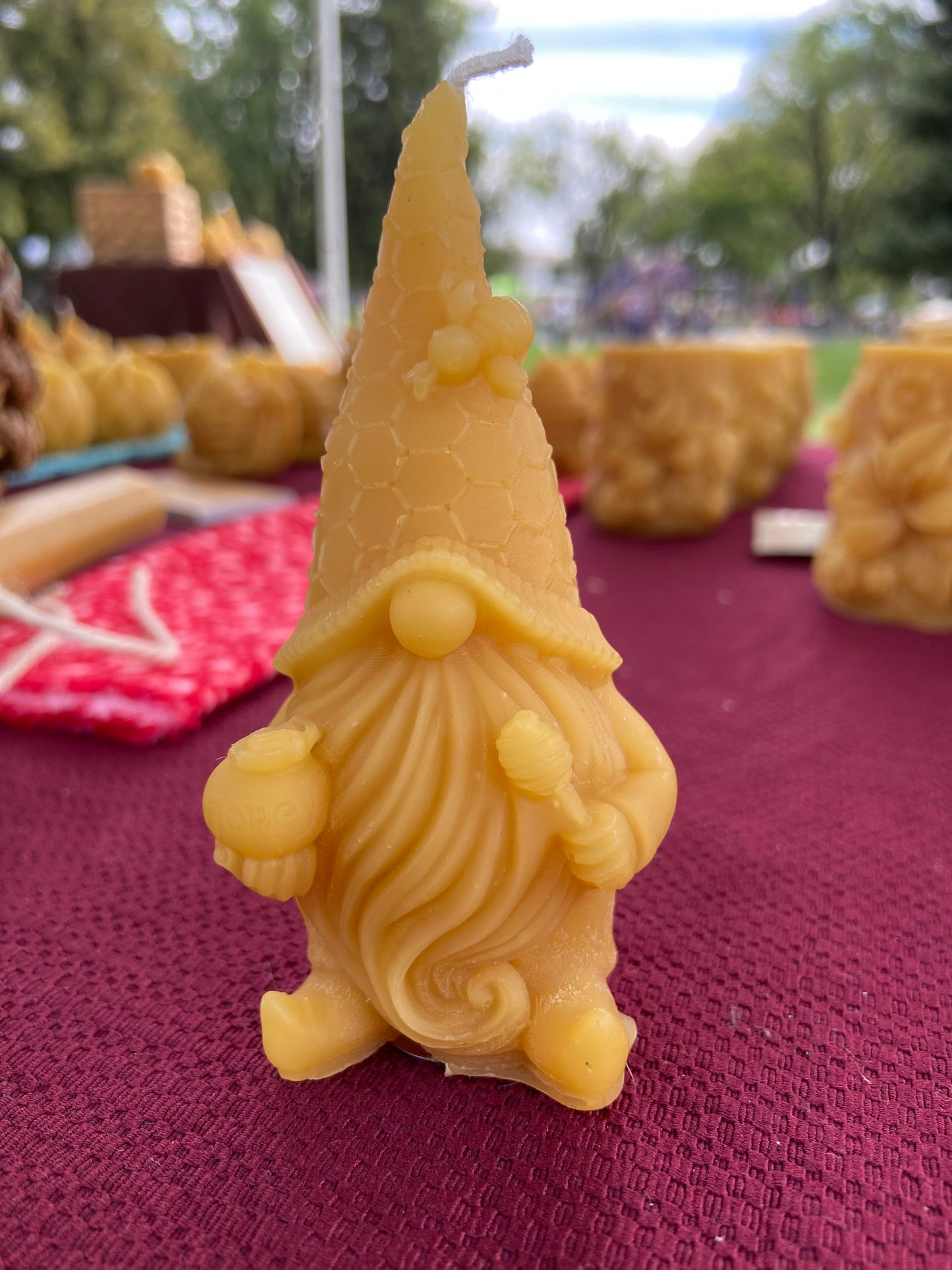 100% Pure Beeswax Gnome Pillar With Bee Hat (6 hr burn time)