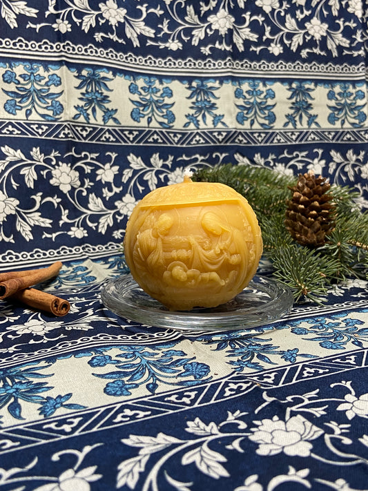 100% Beeswax Nativity Sphere Candle (18 hr burn time)