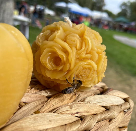 100% Pure Beeswax Rose Ball (10 hr burn time)