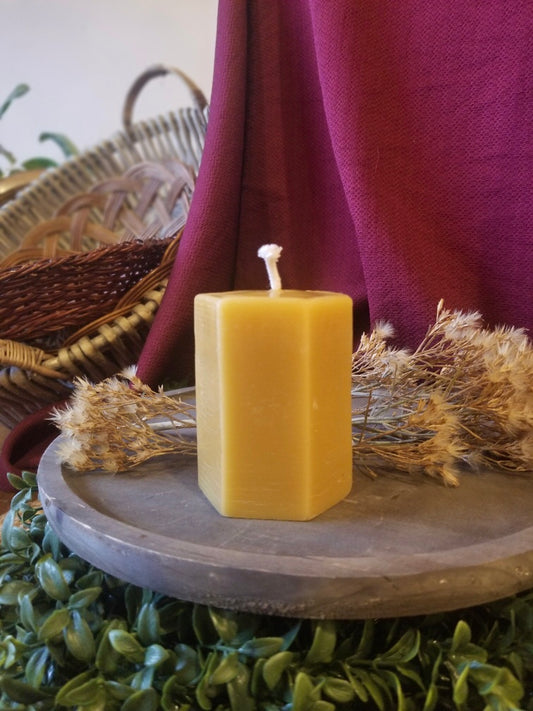 100% Beeswax Hexagon Pillar