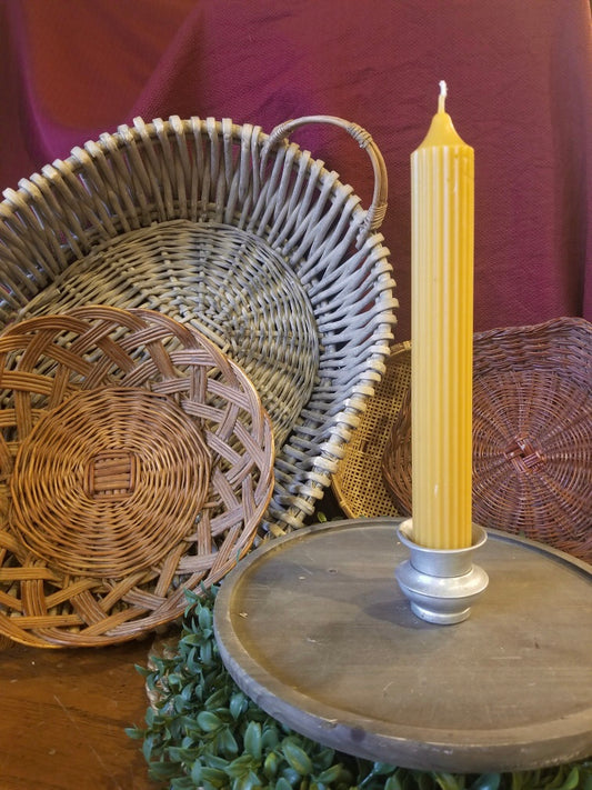 100% Beeswax Fluted Pillar 9.5” x 1.5”